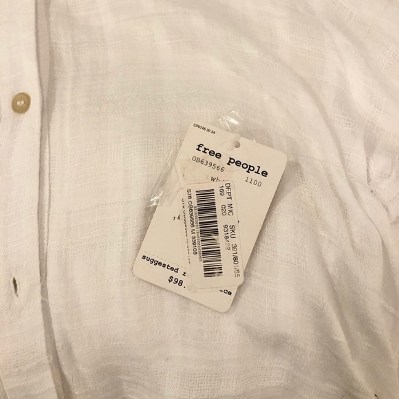 Free People Sheer White Button Down - NWT - Picture 4 of 5